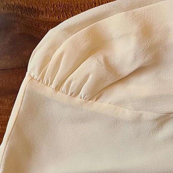 L.K.Bennett Timian Silk Blouse, Cream, Gathered Sleeves - Picture 7 of 15